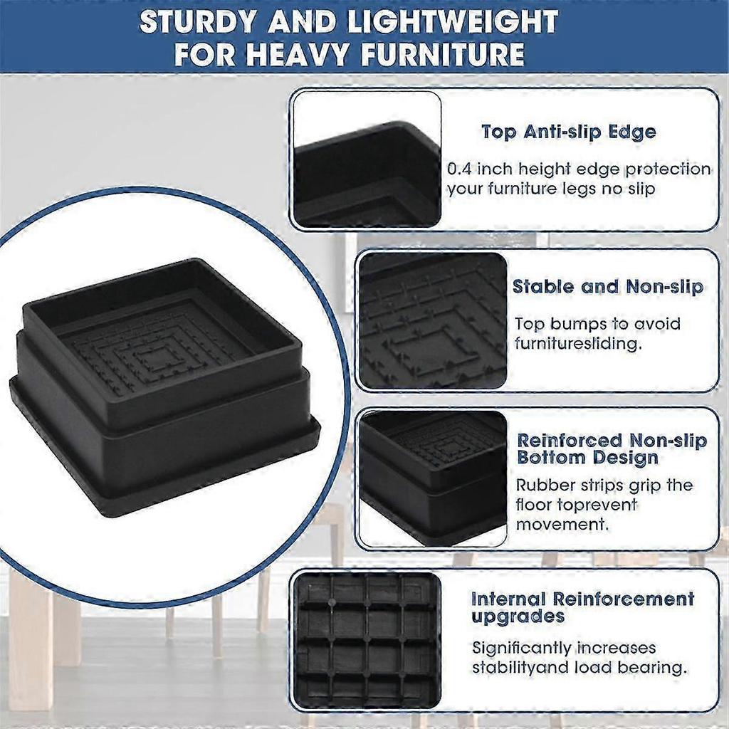 Bed Risers 1 Inch, 6pcs Adjustable Bed Furniture Riser, Heavy Duty Bed Lifts Risers with Rubber Pad for Sofa, Bed, Table 26-27s
