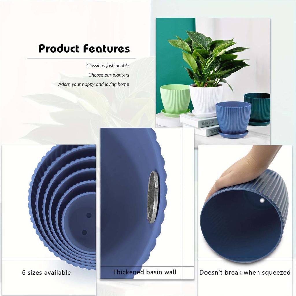 Vertical Pattern Thickened Pot, Potted Plant, Non Ceramic Pot, Balcony Small Flowerpot