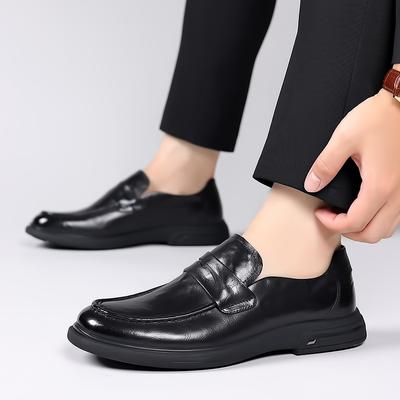Marka modowa Skórzane męskie buty wsuwane Oksfordy dla mężczyzn na wesele, imprezę, do pracy biurowej Czarne klasyczne biznesowe casualowe buty modowe