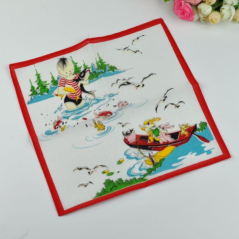 

Детский носовой платок из чистого хлопка, мультяшный, для детского сада, женский носовой платок, ручной работы, маленькое квадратное полотенце, подарок, носовой платок со специальной обработкой 2(Red-edged child)