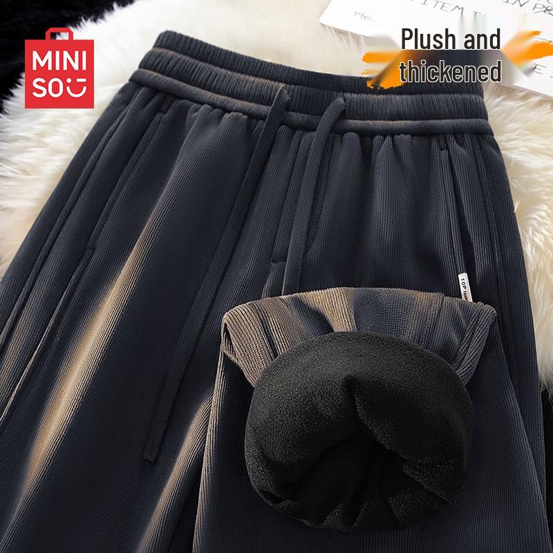 

MINISO Men s Winter Fleece-Lined Straight-Leg Blade Pants 2XL