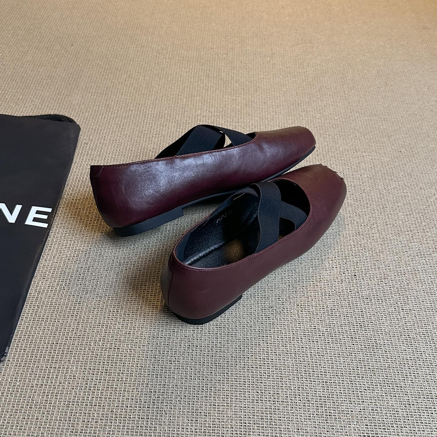 

Sheepskin~ 2025 autumn square head cross thick heel Mary Jane single shoes versatile ballet shoes shallow mouth grandma lonely shoes 40 шафрановый