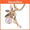 Angel Wing Necklacecrystal Encrusted Sweater Chain Drop Pendant Jewelry Gift
