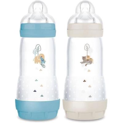 Set of 2 Baby Bottles - MAM - Easy Start - Anti-colic - 320 Ml - Teat Flow 3 - Ocean + Sand