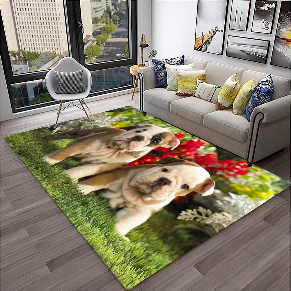 Cartoon Französisch Pit Bull Hund Haustier Teppich Teppich für Zuhause Wohnzimmer Schlafzimmer Sofa Fußmatte Dekor, Kinder Spielbereich Teppich rutschfeste Bodenmatte