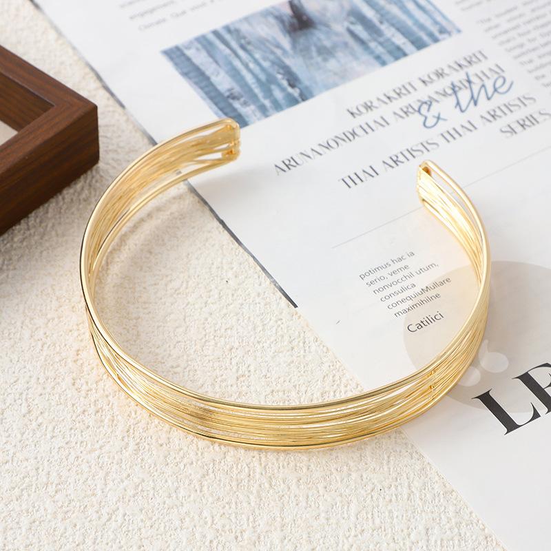 Wind Opening Bracelet Neck Ring High Sense Multi-Layer Metal Collar Arm Ring Geometric Hollow Jewelry