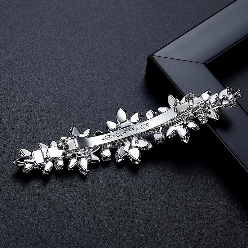 LUOTEEMI Elegant Fashion Cubic Zirconia Geometric Flower Vintage Luxury Hair Pin Hair Clip Jewelry for Women