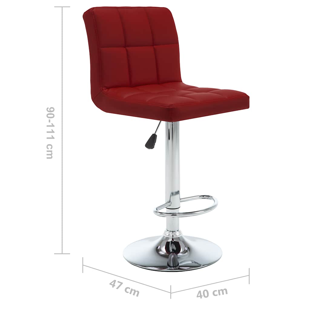 Bar Stool Set 2 Pieces Burgundy Artificial Leather