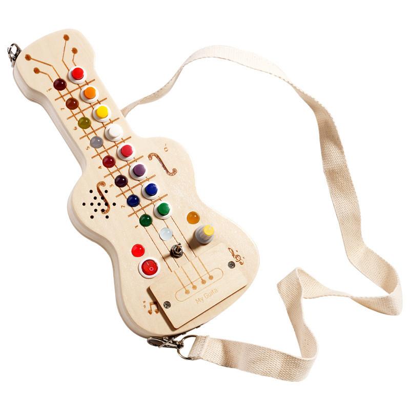 

Wooden Led Switch Light Musical Guitar Montessori Educational Toy For Toddlers Electronic Guitar