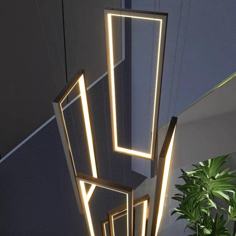 Modern LED Stair Long Chandelier Geometry Villa Duplex Pendant Lamps Luster Luxury Loft Living Room Hanging Light Fixture