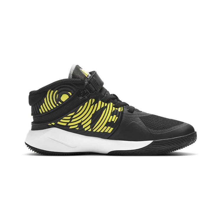 Nike Team Hustle D9 FlyEase PS Black High Voltage Kids Sneakers White Smoke-Grey BV2951-013
