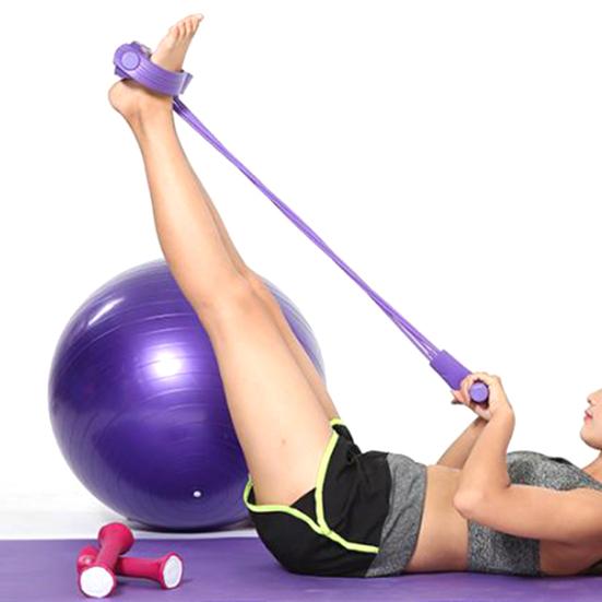 1PC Tension Rope 4 Tubes Multifunctional Sit-up Equipment Workout Pedal Puller for Home