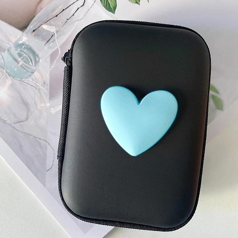 Cute Love Style EVA Storage Bag Anti-Drop Headphone Case Portable Zipper Pouch for Earphones USB Data Cable