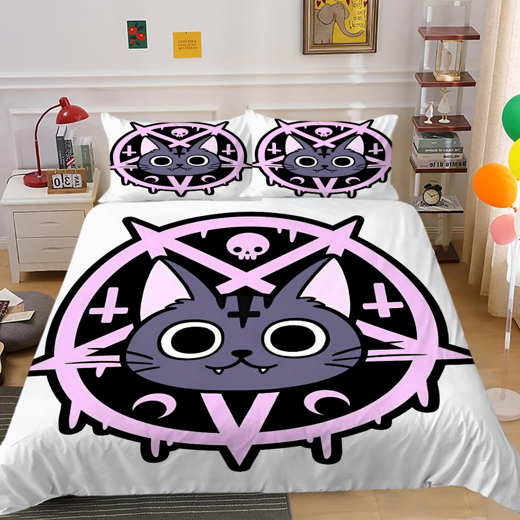 Home Bedspreads Cartoon Magic Cat Pillowcase Comforter Quilt Cover Set Bedding Sets