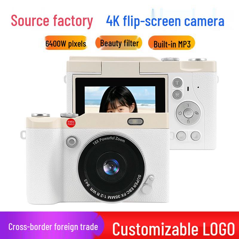 Retro Flip-Style CCD Camera & Camcorder: Portable Long-Zoom Digital Student Device for Photo & Video