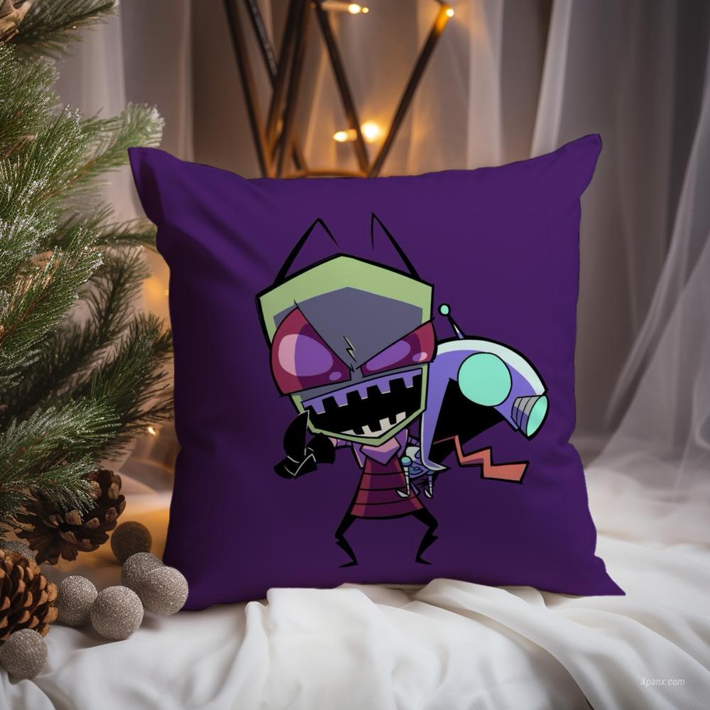 Cute I-Invader Z-Zim Cushion Cover Premium Comfort Reversible Pillow Cove -Two In One Design For Any Room & Car Interior