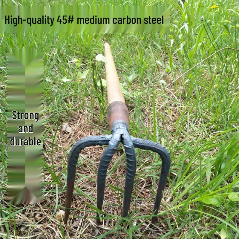 Железные грабли Сельскохозяйственный инструмент: Стальной садовый крюк-грабли с тремя или четырьмя зубьями для рыхления и переворачивания почвы, Бесплатная доставка Small Steel Handle Rake with 3 Teeth