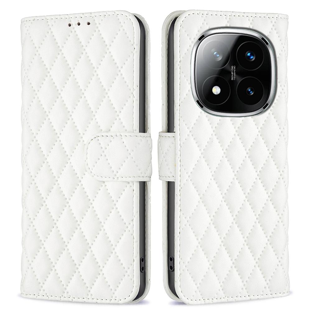 BINFEN COLOR BF Style-14 For Xiaomi Redmi Note 14 Pro+ 5G/Note 14 Pro 5G/Poco X7 5G Case Rhombus Phone Leather Cover Stand