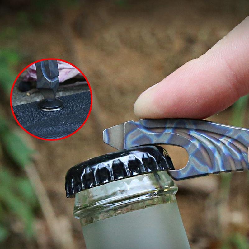 MINI Crowbar Burn Titanium Alloy EDC Nail Puller Flat-head Screwdriver Box Opener Multi-function Keychain Pendant Tools Necklace