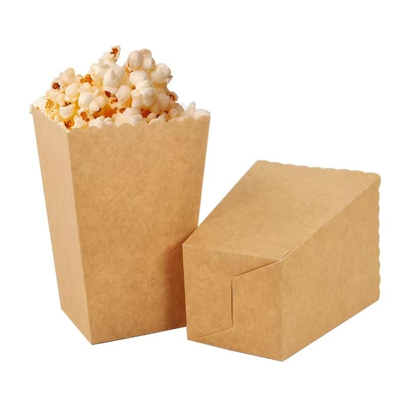 10Pcs Kraft Paper Popcorn Boxes Container, Birthday Party Movie Night Fries Cup, Snack Buckets Wedding Favors Gift Box Supplies