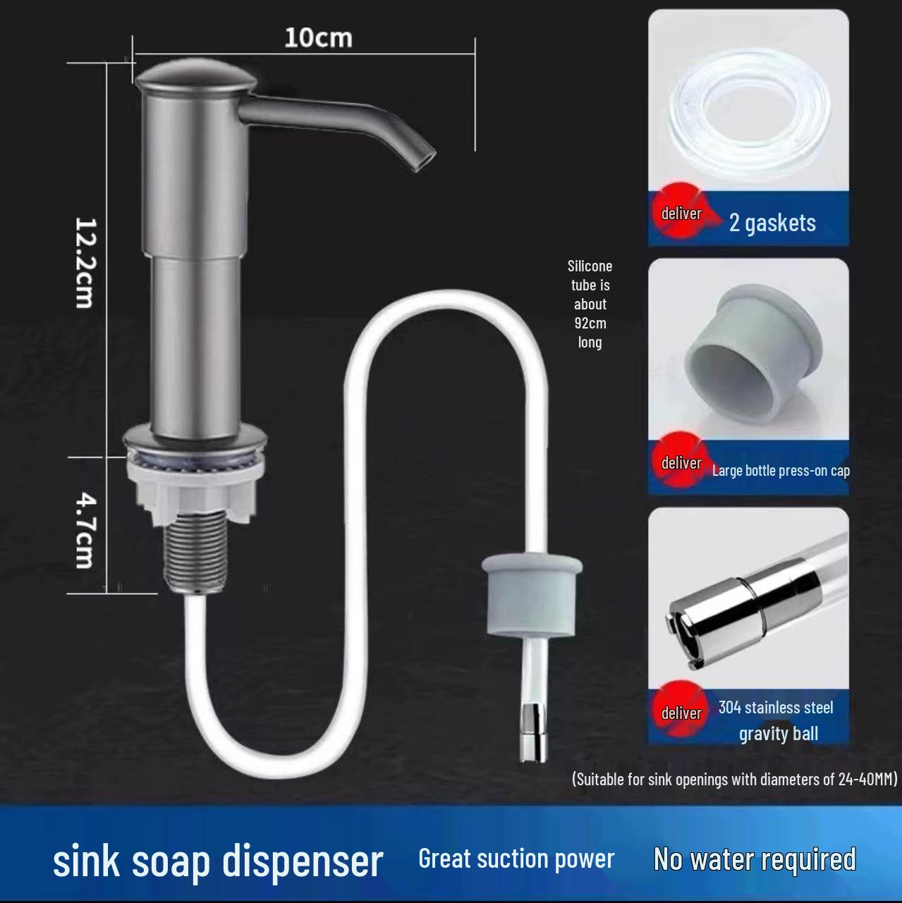Sink Soap & Detergent Dispenser with Extension Tube – Easy-Press Kitchen Tool