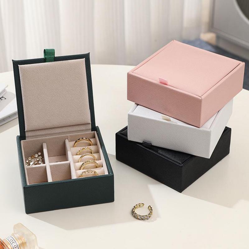Portable Travel Jewelry Box - Mini Pu Leather Case With Soft Velvet Interior Compact Organizer For Rings Earrings Necklaces