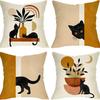 Hot Bohemian Medieval Pillow Case Bohemian Black Cat Modern Decorative Sofa Pillow Case