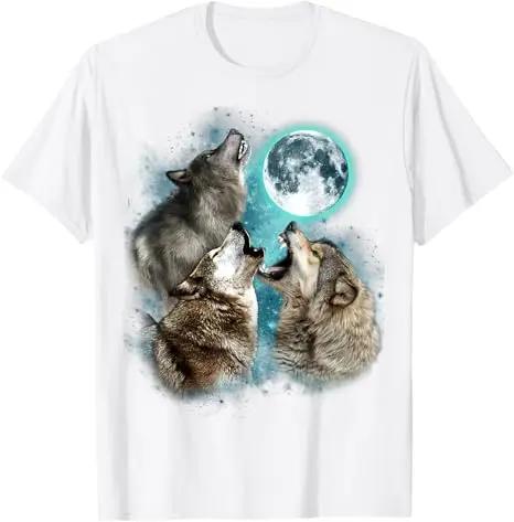 3 Wolf Moon Howling Wolf Head Funny Wolves for Unisex Women TShirt Humor Funny Mama Dadd Gift Graphic Outfit Saying Tee Y2k Top S