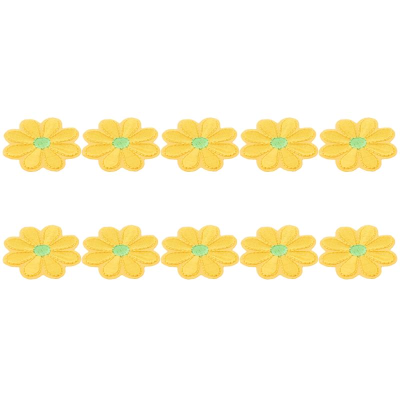 10PCS/lots Daisy Sunflower Flower Embroidery Patch Iron On Patches For Clothing Thermoadhesive Patches On Clothes Jacket Sew DIY