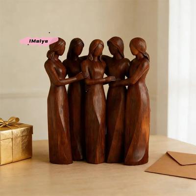 M-Natural Texture Sculpture Sisters By My Side Resin Figurine Hand-painted Friendship Sculpture Friend Sister Birthday For Women