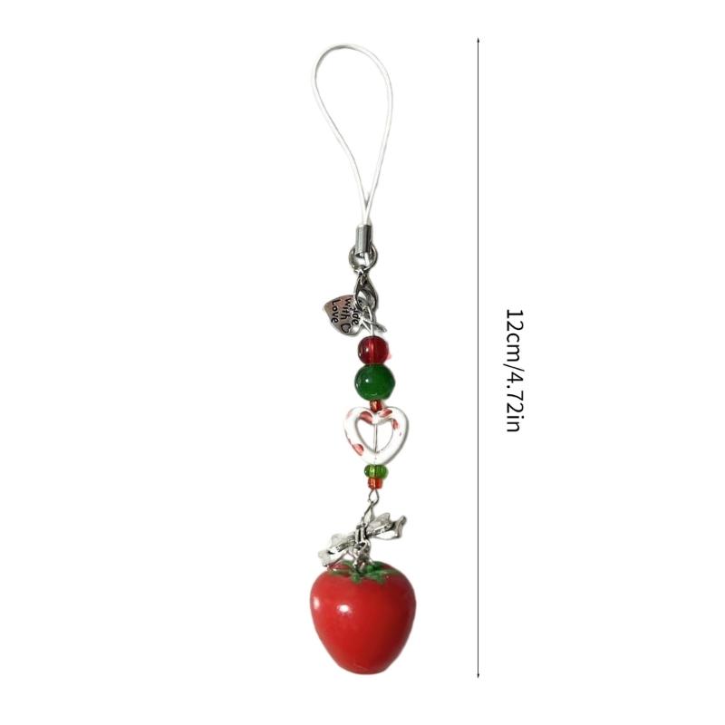 Cute Core Beaded Keychain Lanyard Ornament Stylish Decoration for Bag and Key