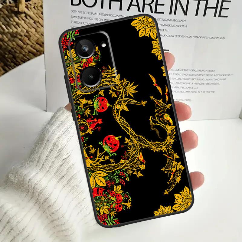 Khokhloma Russian Pattern Flower For Realme GT Neo 5 GT5 9 10 11 12 Pro Plus C30 C31 C33 C35 C25s C21Y C51 C55 C67 C53 Case