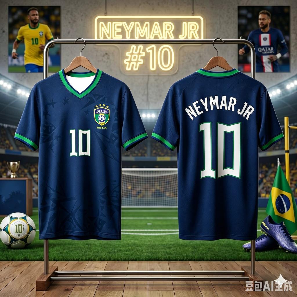 2026 Uomo Neymar Jr 10 Brasile Maglia da Calcio Classica Gialla Verde Stampata Manica Corta Maglietta da Calcio Poliestere Abbigliamento Sportivo per Tifosi