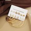 European & American Fashion: 6 Pairs of Statement C-Shaped Earrings Set