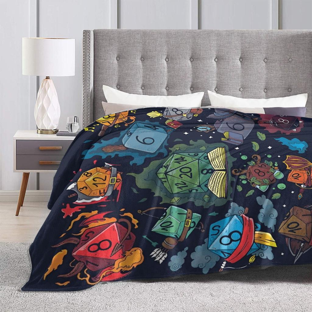 DND Flannel Throw Blanket Role-Playing Game Blankets for Bedding Outdoor Super Warm Bedroom Quilt