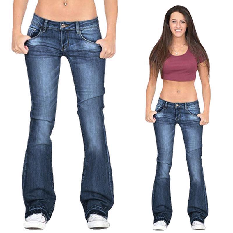 Dames Trendy Elastische Kwast Bell-Bottom Jeans