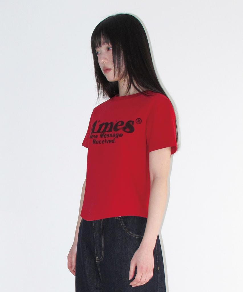 AMES-WORLDWIDE Round Hem Crop Tee Red