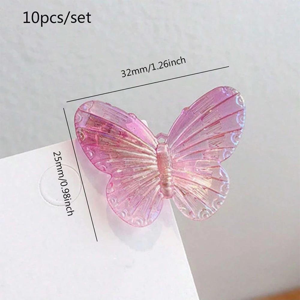 10pcs Acrylic Butterfly Beads Decoration Colorful Transparent Loose Spacer Beads for DIY Making Bracelet Necklace Accessory