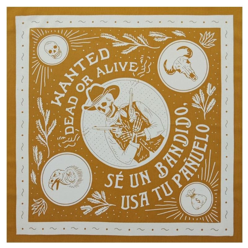 21'' Skull Pattern Bandana Head Scarf for Women Male Square Turbans Head Scarf Colorful Head Wrap Headwear