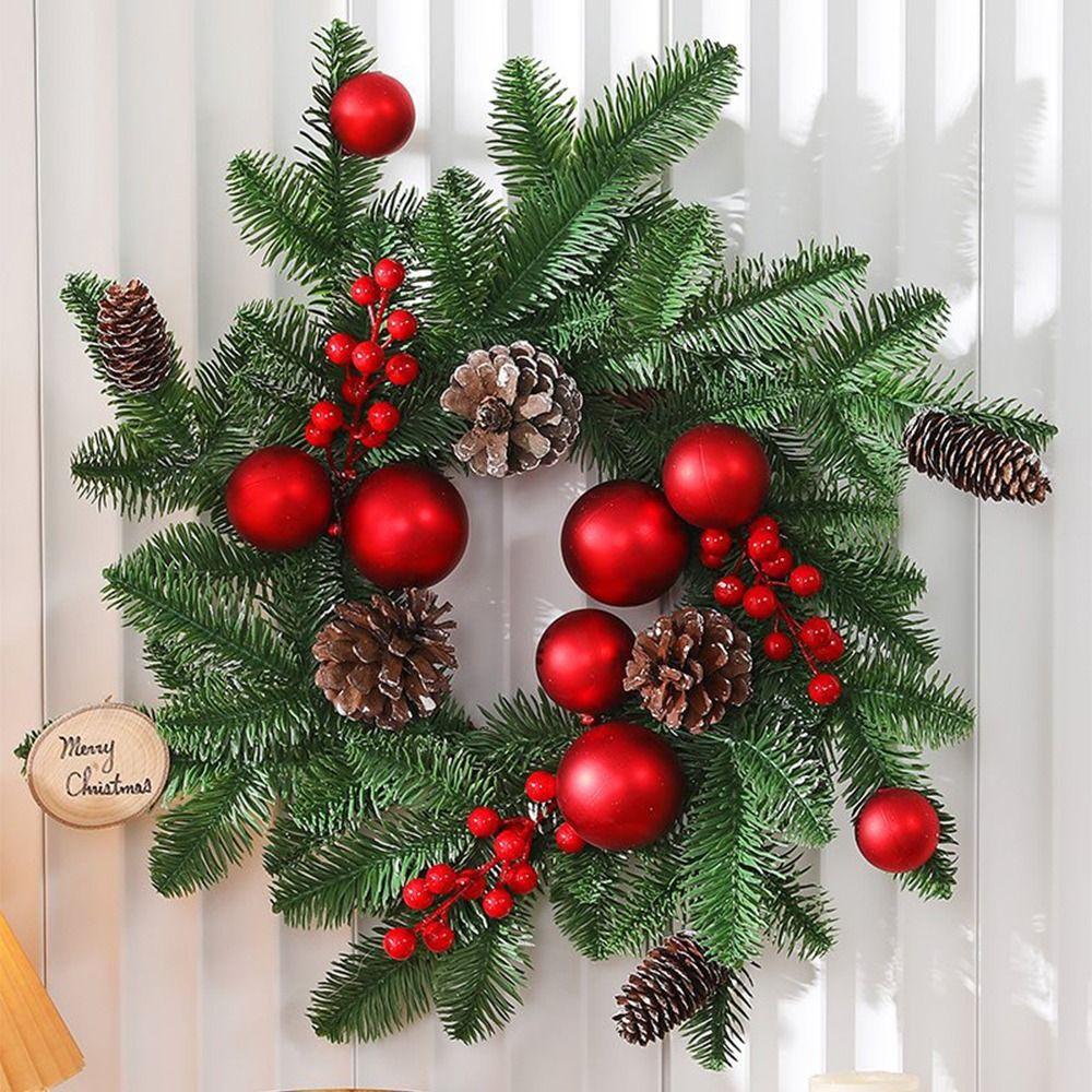 DIY Xmas Tree Garland Realistic Pine Cone Wall Hanging Floral Wreath  Photographic Prop