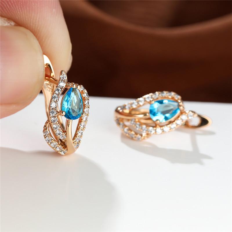 Cute Female Yellow Zircon Stone Hoop Earrings Trendy Gold Color Wedding Jewelry For Women