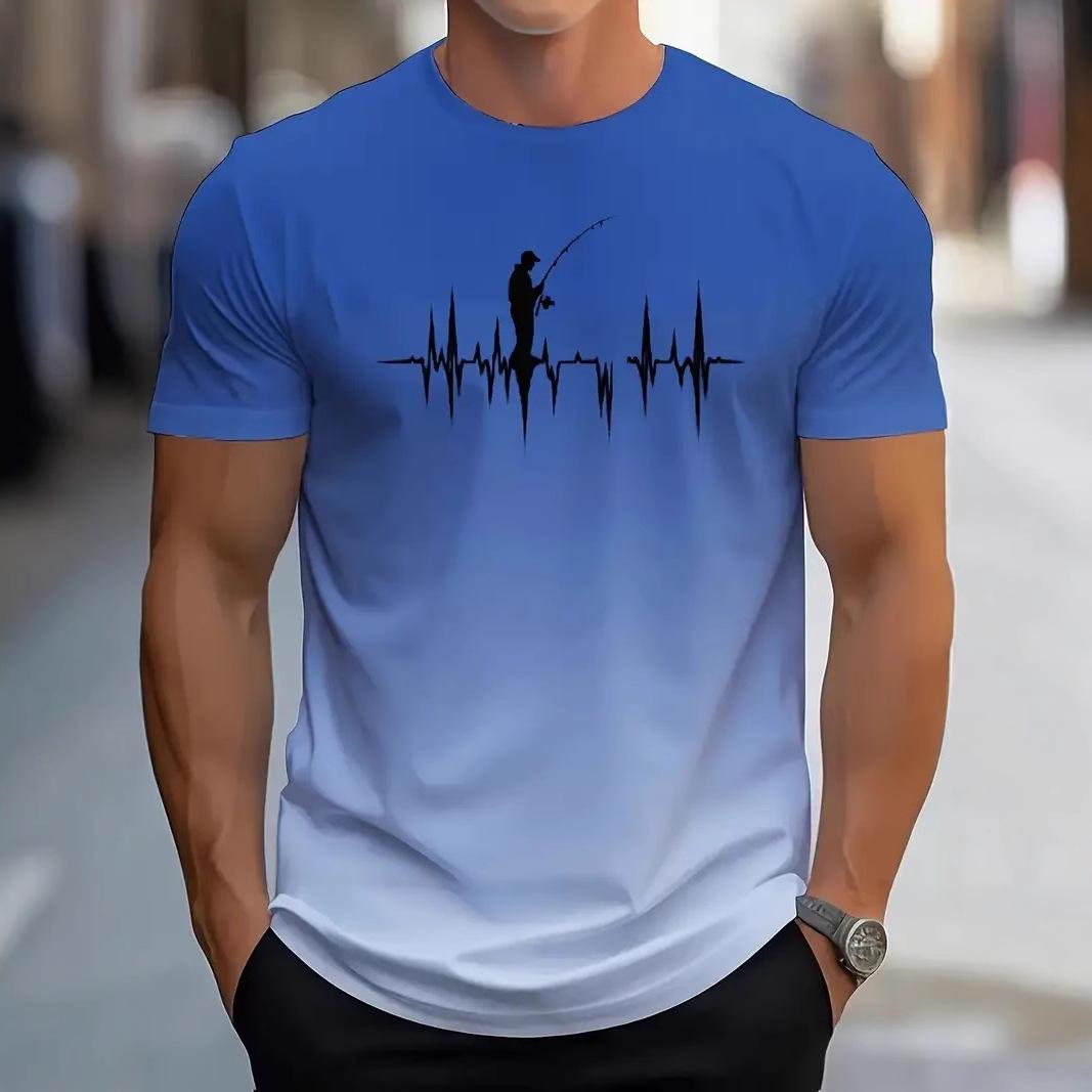 

Літній топ з круглим вирізом та 3D градієнтним принтом, модні повсякденні чоловічі футболки з коротким рукавом XS