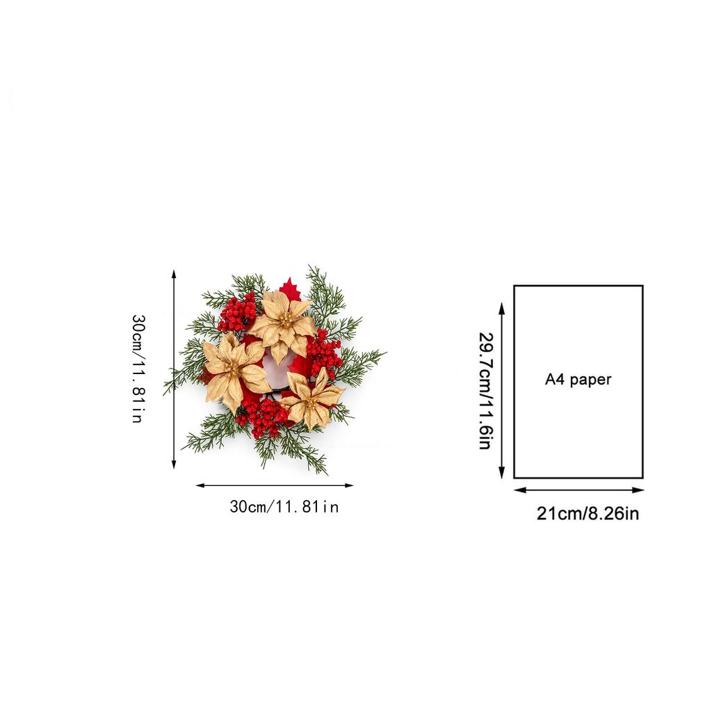 Christmas Small Wreath Gold Floral Candle for Dining Table Party Holiday Decor
