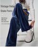 Spring Women's Retro Velvet Wide-Leg Pants - Loose, Casual, High-End, 400g