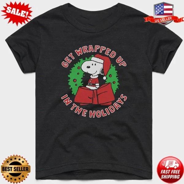 

Peanuts Snoo Get Wrapped Up In The Holidays Christmas T-Shirt, S-5XL 2XL