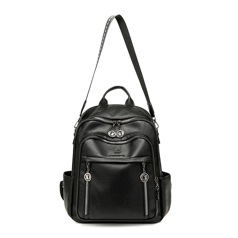 PU Convertible Backpack with Dual Front Vertical Zippers Casual Daypack for Women Daily Travel