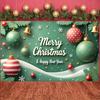 New Year Display Pine Branch Holiday Backdrop Xmas Display Red Decorative Festive Banner For New Year Celebration Indoor Event