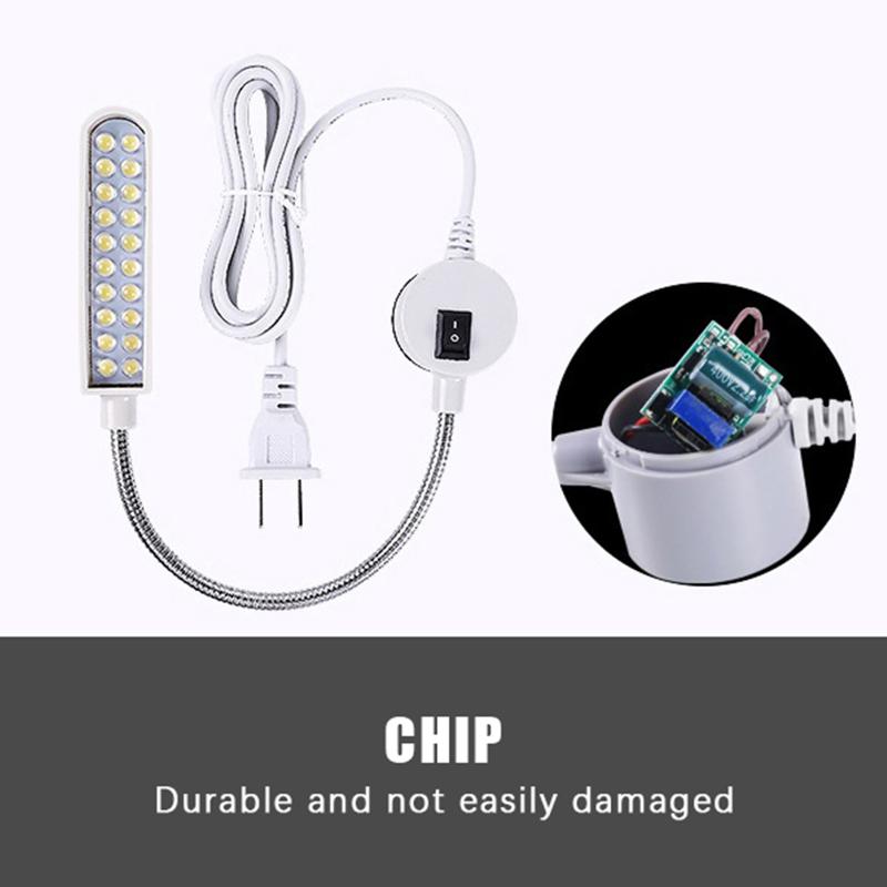 LED Sewing Machine Light Flicker Free Bright Beads Flexible Gooseneck for Daily Sewing Mending Tasks