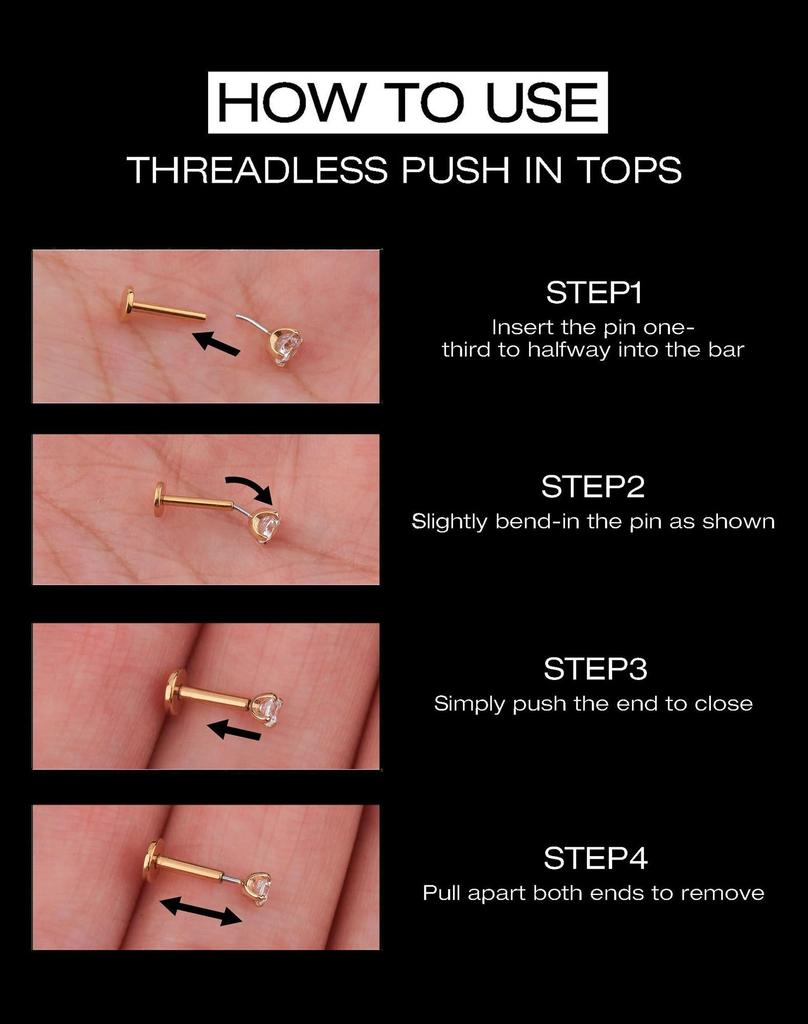 OUFER Body Piercing Titan 20G Lip Nose Piercing Stud 5681012mm Label Earring Jewelry Threadless Nose Bar Push-in Trague Conch Lobe Piercing Bar
