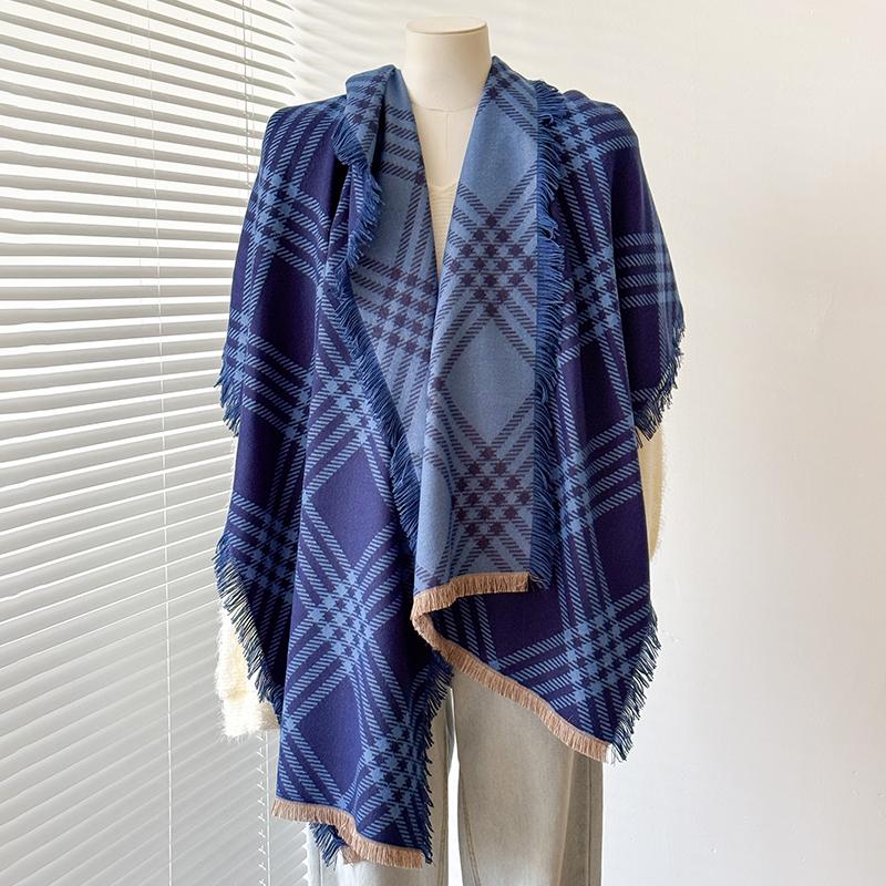 Women s Warm Imitation Cashmere Striped Scarf - Simple Thick Jacquard Design Shawl for Autumn & Winter